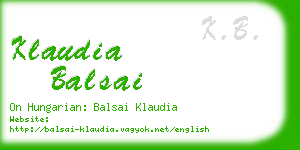 klaudia balsai business card